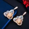 CMM Gorgeous Gold Color Zirconia Flower Hollow Carved Drop Earrings