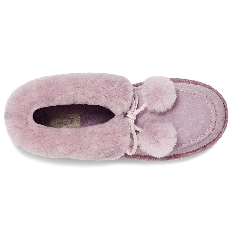 UGG Kyrina Bow Pom Sheepskin Warm Durable Bowknot Fur Snow Boots Women Snow Boots Pink Purple 1125390-SHAD