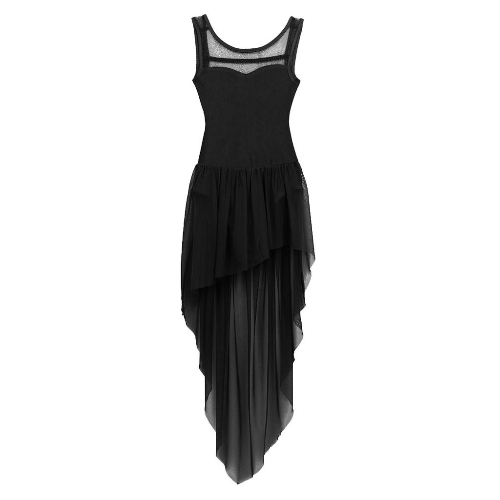 Kids Ballet Tutu Dance Leotard Dress Sleeveless High-low Hem Girls Gymnastics Leotard Stage Costumes