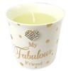 [P0305] - Decorative Candle 'Messages' Beige (My Fabulous Friend) Cream Vanilla - 8x8. 5cm
