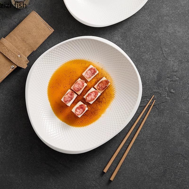 Simple Irregular Ceramic Deep Plate Creative Texture Soup Plate Salad Plates Snack Plates Hotel Molecular Food Tableware