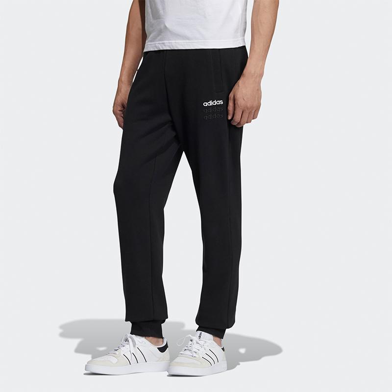 Adidas Neo Embroidered Logo Cuffed Fit Knit Joggers Men Bottoms Black GP4915