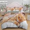 Lovely Pet Cat Bedding Set Cute Kitten Duvet Cover with Pillowcase Single Bed Sets Queen King Size Animal Polyester Quilt Covers