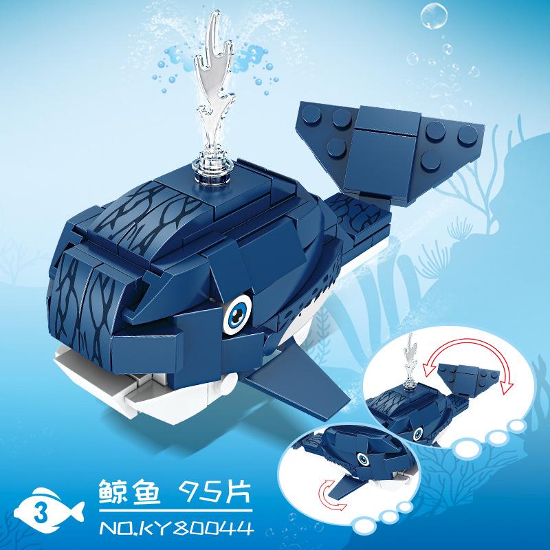 Underwater World Marine Animals Building Blocks Shark Crab Octopus Jellyfish Figures Model Building Blocks Bricks Children's Toy