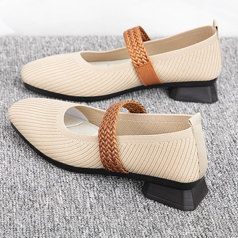 New Korean Fashion Women's Fashion Single Shoes European and American Style Retro Casual Shoes Polyurethane Soft Sole Mothere54