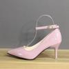 7cm 10cm Heels Buckle Women Pointed Toe Pumps Patent Leather Shoes Stiletto Heels Office Pump Super Big Size 35-42