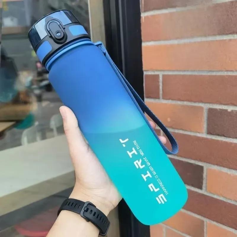 1 Liter Large Capacity Sports Water Bottle Leak Proof Colorful Plastic Cup Drinking Outdoor Travel Portable Gym Fitness Jugs Lyp014