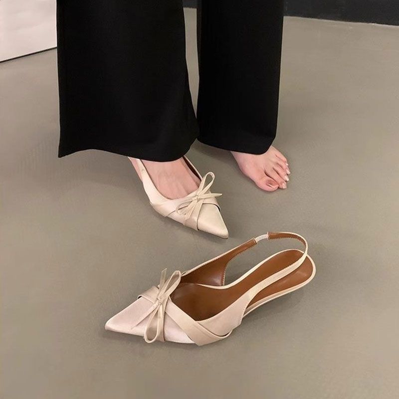 French Pointed Bow Sandals Women's Fashion Temperament Socialite Bag Head Sandals Children's Spring and Summer 2025 New Models