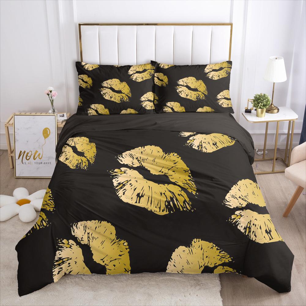 3D Sexy Lips Bedding Set Kiss Me HD Printing Duvet Cover 2/3 Pieces AU140 * 210 Full-size Soft Home Decoration
