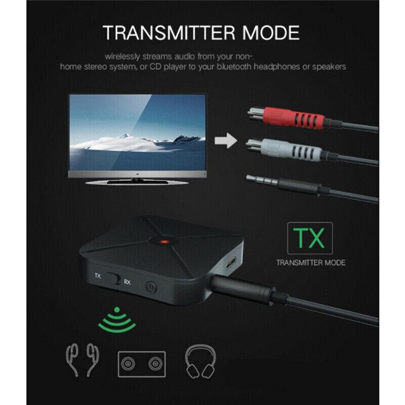 Bluetooth 4.2 Wireless Audio Aux Transmitter & Receiver 2 IN 1 Adapter 3.5mm
