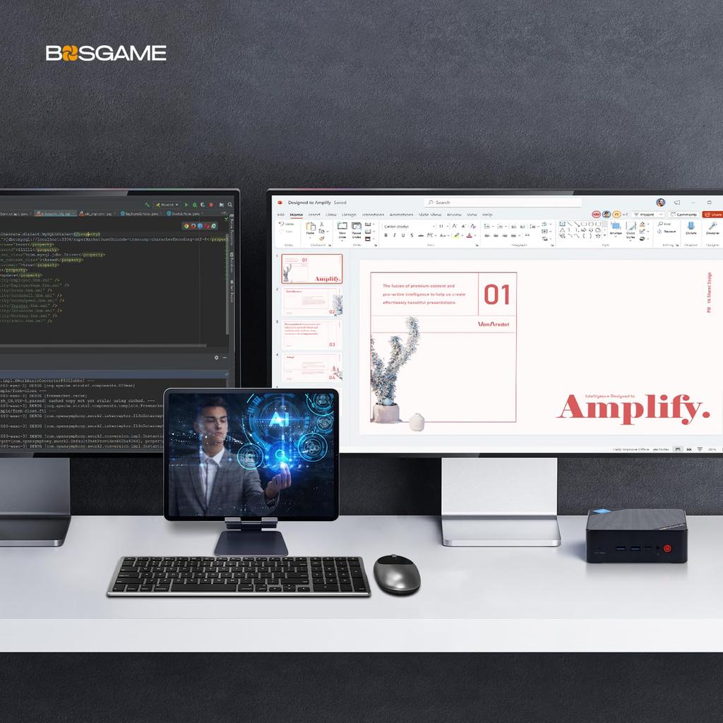 BOSGAME Mini Windows Intel 12th Gen Mini PC 16GB DDR4 512GB BT PD Power USB Compact Computer PC, 11, N100, 3200MHz, M.2 SSD, 4K@60Hz, High-Speed Wi-Fi