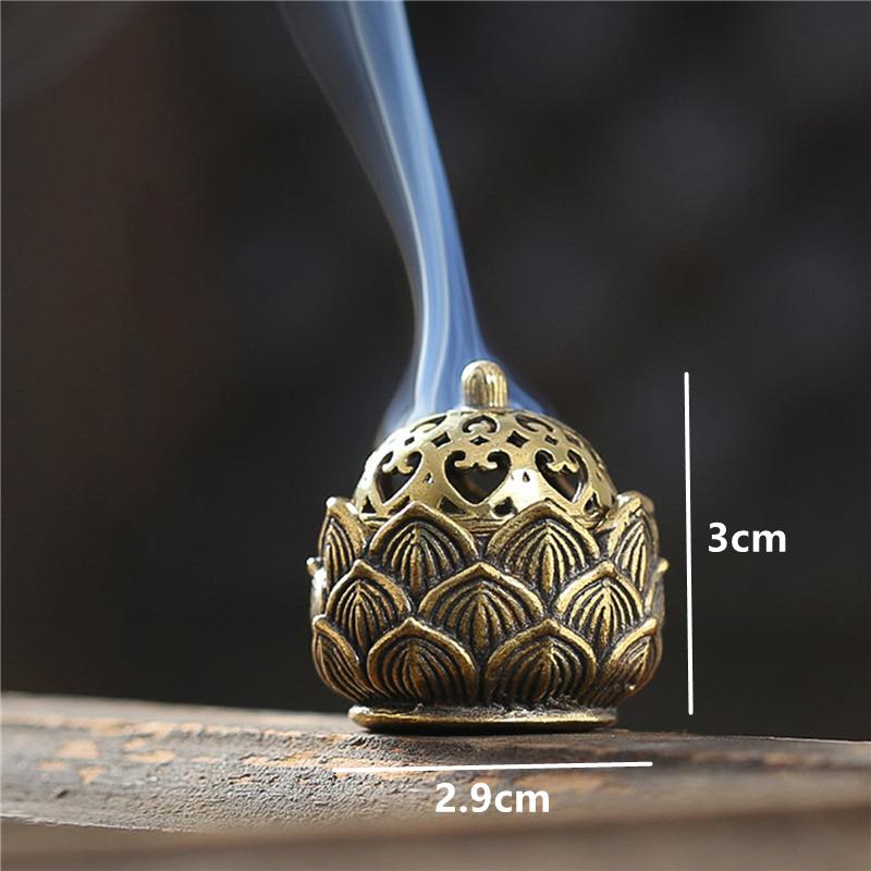 Retro Copper Lotus Pocket Hollow Out Incense Sticks Burner Brass Incense Holder With Cover Sandalwood Cense Buddhism Home Decor