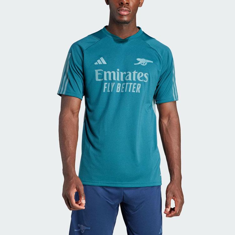 Adidas Arsenal Tiro 23 Training Jersey, Letter Print Spliced, Short Sleeve, Football Men Tops Rich-Green HZ2206