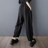 Plus Size Black Vintage Stripe Patchwork High Waist Casual Loose Summer Harem Pants Women Trousers