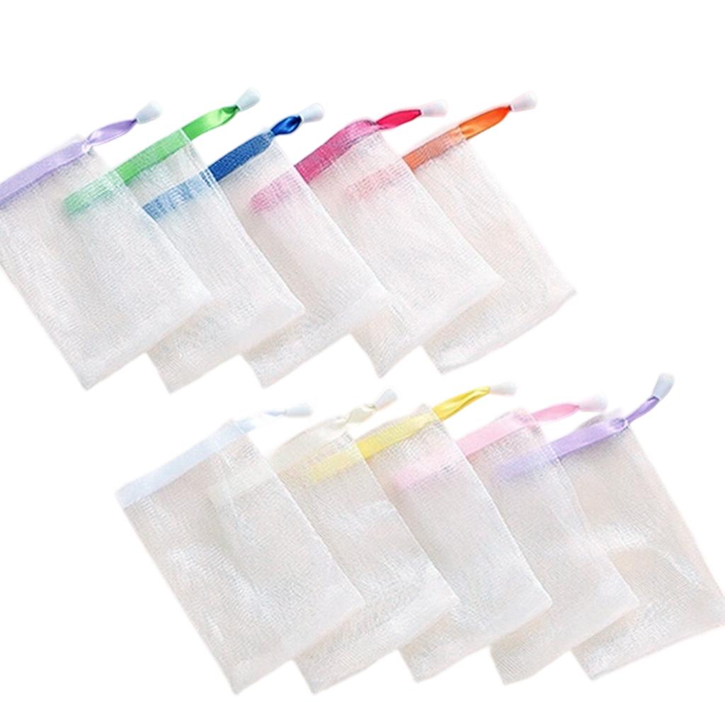 Gentle Facial Cleansing Net For Soap Bars Creates Rich Lather Quickly Soft PE Mesh With Hanging Rope For Bathroom Storage