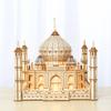 Hallisun 3D Wooden Puzzle Taj Mahal Wooden Model with LED Light India Building Building 3D Puzzle Craft Handicraft DIY Mechanical Assembly Kit for