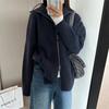 Double Zipper Lapel Thick Lazy Style Sweater Autumn and Winter Loose Large Size Solid Color Sweater Women