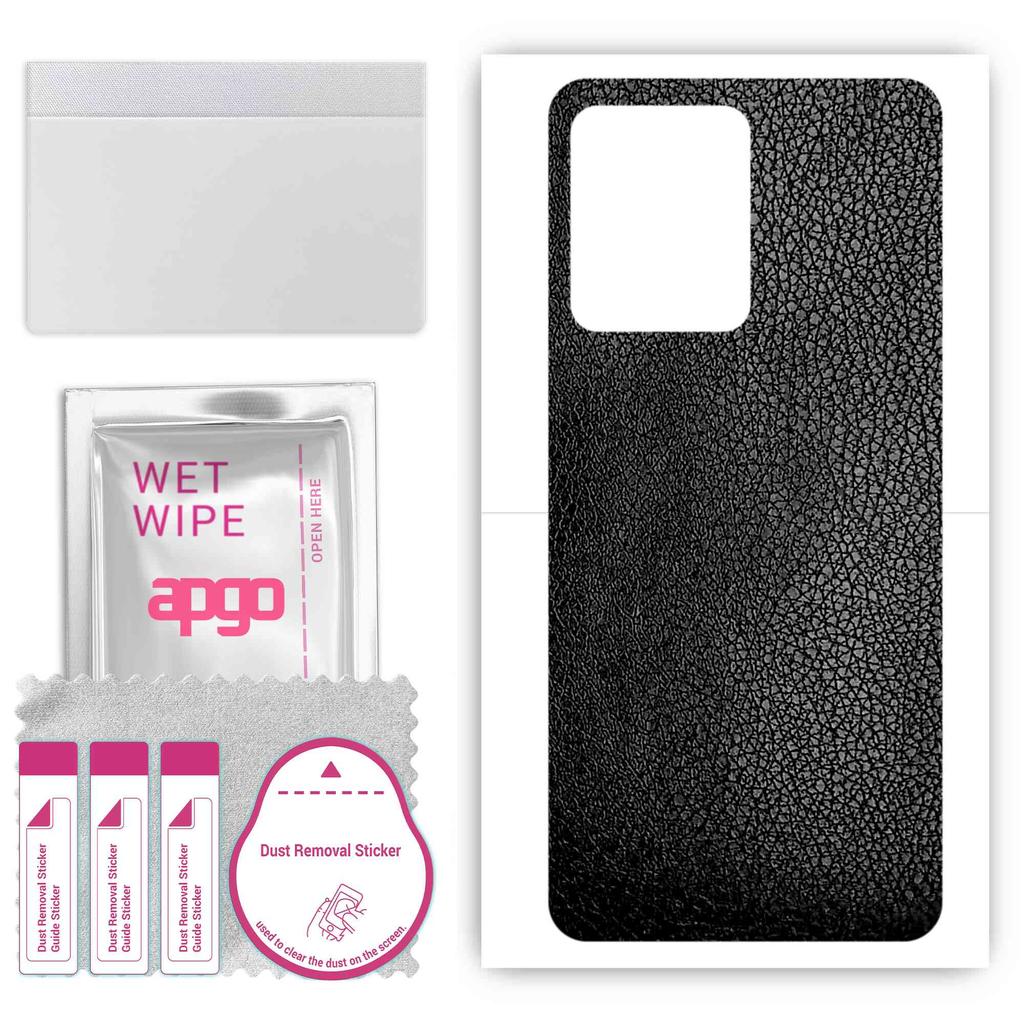 apgo Protective Skin Sticker for the Back Compatible with Vivo V23 5G, Wrap Film, Foil, Vinyl - Pattern Black Leather