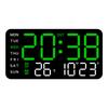 USB Powered LED Digital Wall Clock Voice Control Temperature Date Week Snooze Dual Alarm Clock DST Brightness Adjustment 12/24H