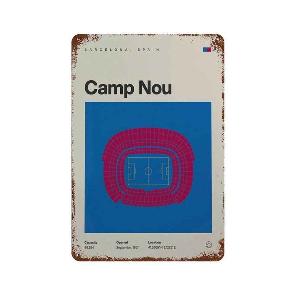 Vintage Metal Posters Signs Modern Famous Football Stadium Nordic Style Wall Art Poster for Living Bar