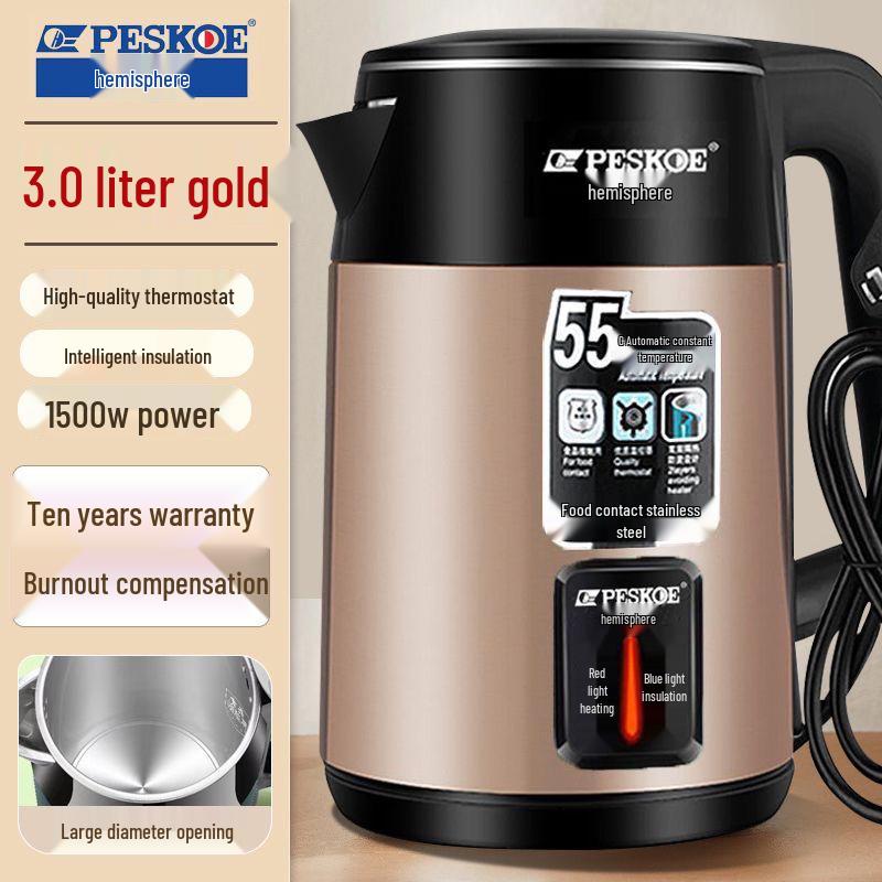3.0L Electric Kettle: Large Capacity, Auto Temperature, Durable, Ideal for Dorms and Homes