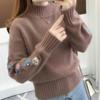 Autumn Winter Woman Sweaters Turtleneck Sweater Female Slim Pullover Jumper Embroidery Knitted Sweater Fashion Casual Top