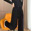 Women's High-End Wide-Leg Button Suit Pants - Loose, High-Waisted, Straight-Leg Design for Spring/Autumn