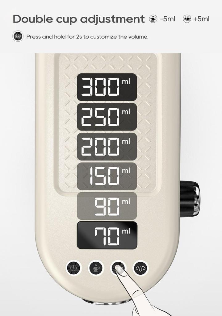 New HiBREW H10B Espresso Coffee Machine, 20Bar Extraction Pressure, Semi-Automatic, Adjustable Temperature & Cup Volume