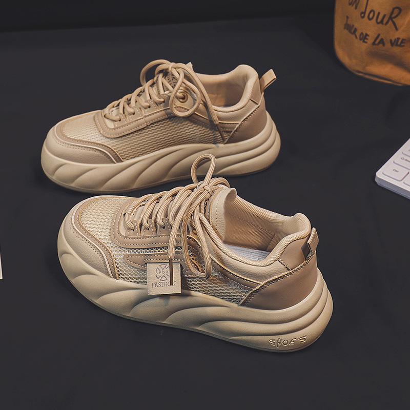 Women's Mesh Canvas Shoes Platform White Shoes New Summer Thin and All-Matching Breathable Skate Shoes for Students