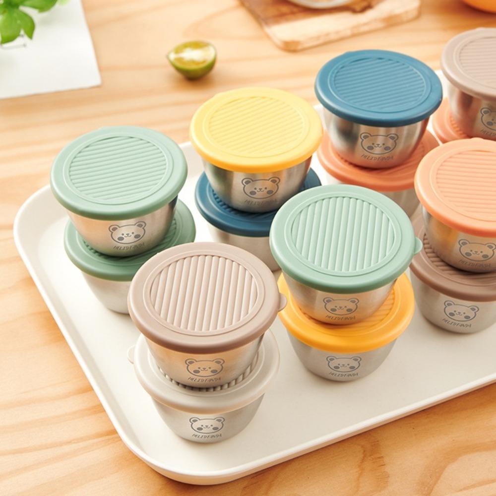 With Sealed Lid Sauce Cup 304 Stainless Steel Condiment Containers Quality Seasoning Box