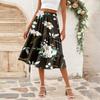Women's Casual High Waist A-Line Skirt Polka Dot Stripe Printed Skirt With Pockets