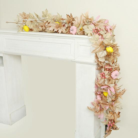 Artificial Maple Leaf Garland 5.7Ft Pumpkin Maple Leaves Vine Thanksgiving Fall Garland for Mantel