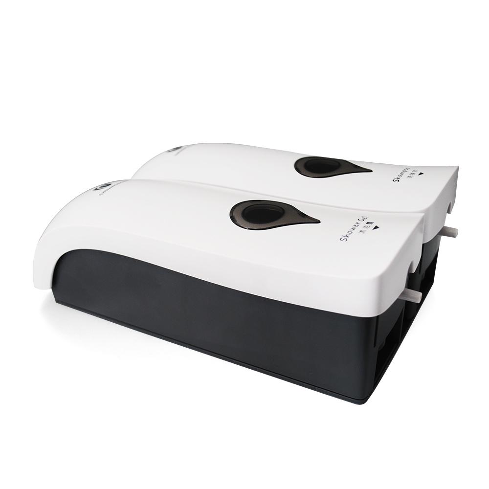 CHUANGDIAN 300ml*2 Wall Mounted Double-Head Manual Soap Dispenser Shower Gel Liquid Shampoo Dispenser Holder