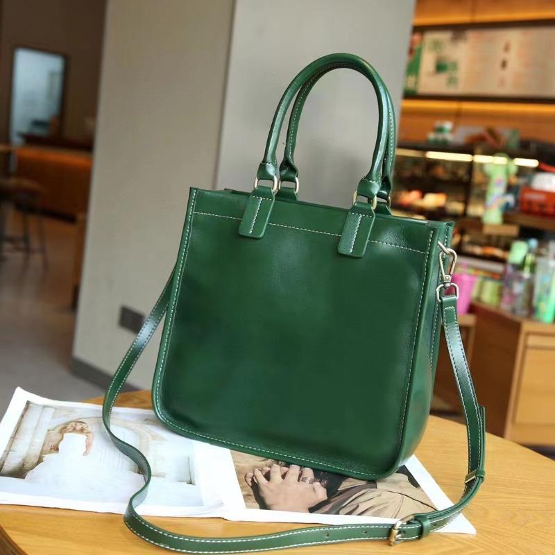 Top Layer Cowhide Handbag Vegetated Leather Crossbody Bag Vintage Genuine Leather Women's Bag Tote Bag