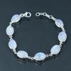 8x12 Mm Natural Rainbow Moonstone Bracelet 925 Sterling Silver Oval Shape Gemstone Handmade Link Bracelets Gift For Valentine's Day