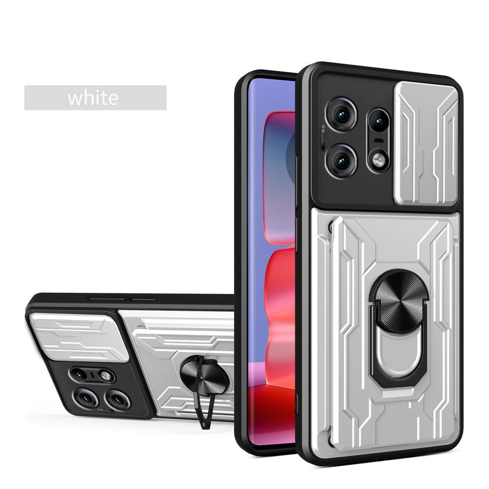 Slide Lens Camera Shockproof Armor Case for Moto Edge 50 Pro 40 Edge40 Pro Ultra Card Slot Wallet Ring Stand Holder Cover for Motorola Edge50 Pro
