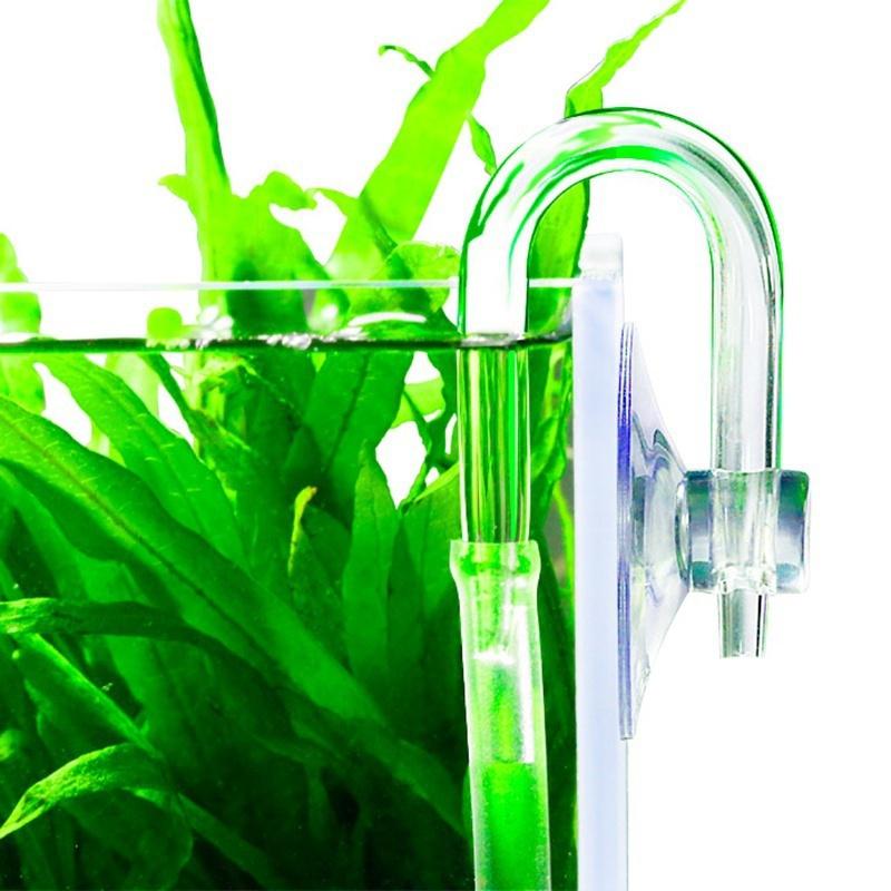 Aquarium CO2 Diffuser Check Valve U Shape Glass Tube Suction Cup for 4x6mm Tube
