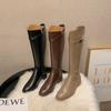 New Spot Women's Boots New Long Boots But Knee High Boots Autumn and Winter Straight Boots Coarse Heel Belt Buckle Knight