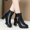 Fashion Winter Women Soft Leather Ankle Boots Thick Plush Warm Snow Short Boots Mother Non-slip High Heel Shoe