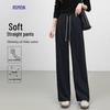 Luomeng Women's High-Waist Drapey Straight-Leg Casual Pants