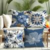 Elegant Blue Floral Pillow Cover: Various Petal Patterns for Home Decoration, Sofa Cushion Cover, Bedroom Room Decoration