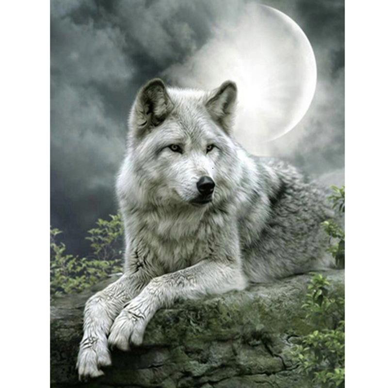 Animal Wolf DIY 5D Diamond Painting Full Round Drill Mosaic Diamond Embroidery Cross Stitch Rhinestones Handmade Gift Home Decor