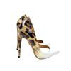 Sexy Women's Leopard Print Paint Gradient Leather High Heels Pointed Banquet Shoes 8-12cm Shoes Plus Size 33-46