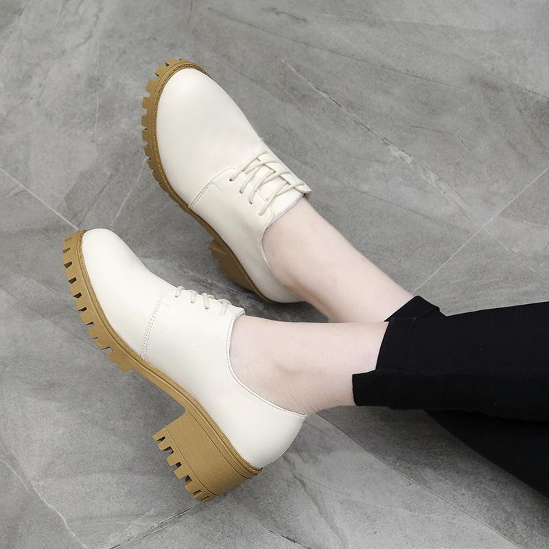 2025 Summer New Retro Thick Heel Women's Shoes Korean Version Student Medium Heel Lace-up Single Shoes Female Manufacturer