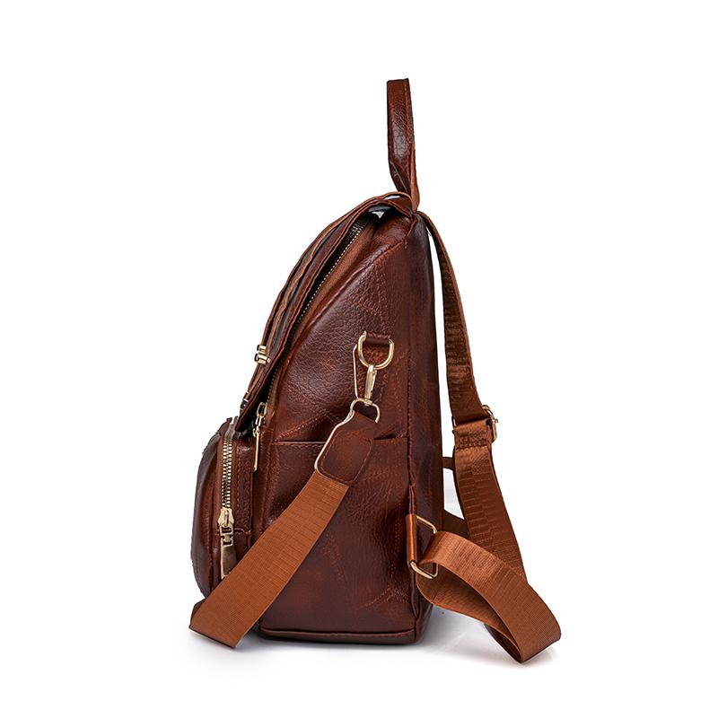 Backpack Women's Bag Fashion Large Capacity Retro Soft Leather Women's Backpack