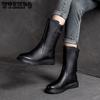 Women Leather Boots Plush Boots Winter Warm Thick Heel High-heeled Fashion Mid-Calf Snow Boots Women Shoe