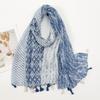 Summer New Cotton Linen Scarf Women Girls Geometric Print Scarves Soft Sunscreen Hanging Beard Tassel Shawl Female Wrap Shawls