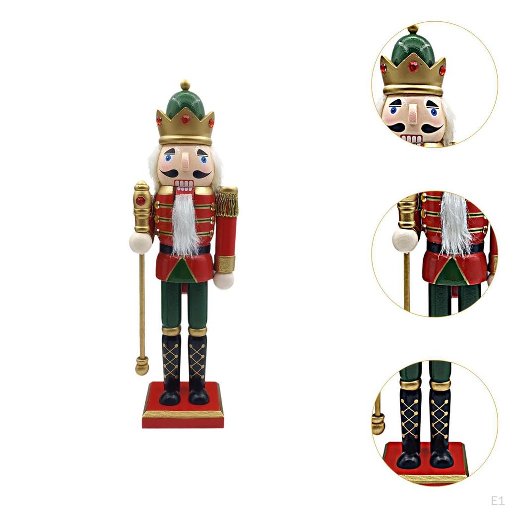 Traditional Wooden Nutcracker Ornament Christmas Decor Collectible Decoration Statue Figurine for