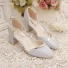 New Wedding Shoes Women's Chunk-heeled Single Shoes One-button High Heels Middle Heel