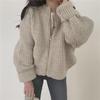 Korean Chic Loose Casual Zippered Knitted Cardigan - Autumn/Winter Ladies Sweater, Solid Color, Versatile & Thick